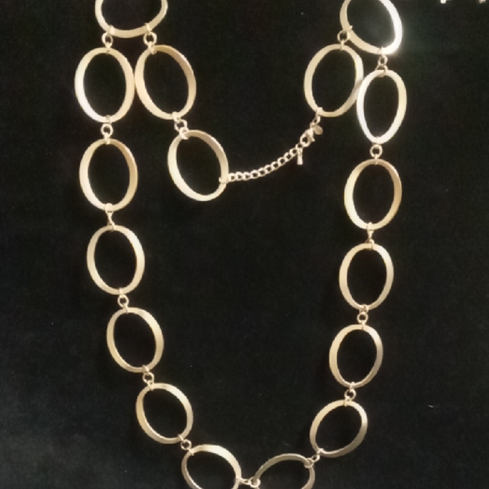 Premier Design Matte Gold Oval Link Necklace 24 Inches Long